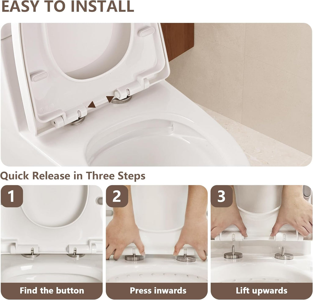 DeerValley Elongated One Piece Toilet with Standard Height Quick Release Seat Dual Flush 1.1/1.6 GPF White 12' Rough In Bathroom Toilet