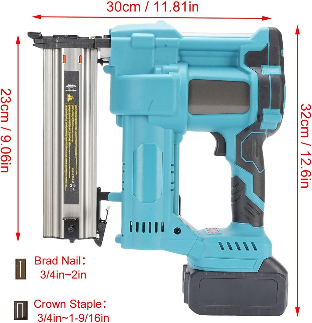 18V Brad Nailer Cordless, Battery Powered Electric Nail, Brushless Brad Nailer with 100PCS Nails, Straight and U Staple, for Woodworking, Home Carpentry