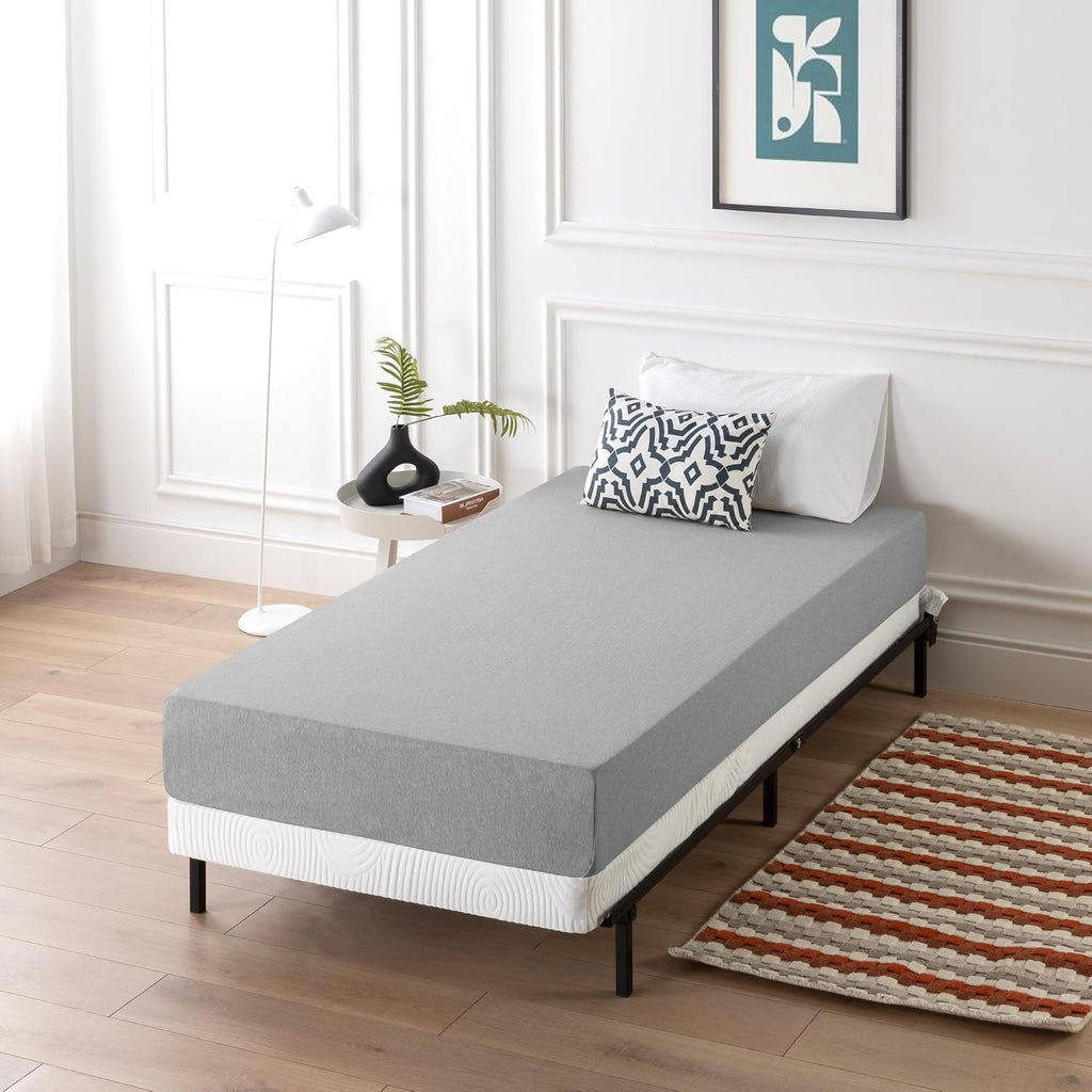 ZINUS No Assembly Metal Box Spring / 4 Inch Grey Mattress Foundation / Sturdy Metal Structure, Twin