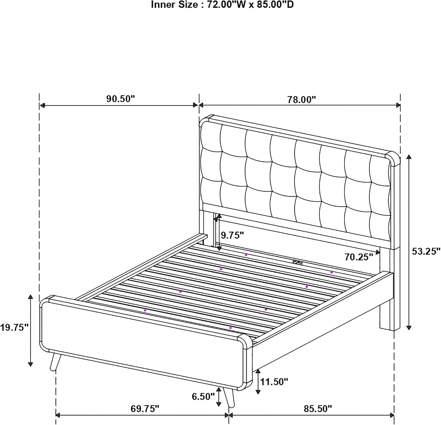 Coaster Home Furnishings Robyn Contemporary 5-Piece Bedroom Set Fabric Upholstered California King Size Panel Bed Frame 53-inch Headboard Dark Walnut 205131KW-S5