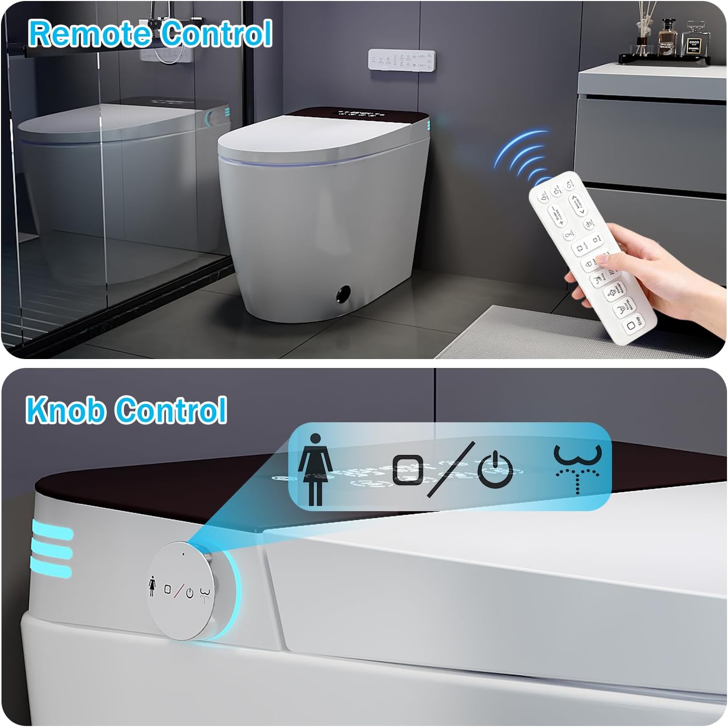 TOTTE Smart Toilet with Bidet, Hands-Free with Auto Open/Close Lid & Self-Cleaning Bowl | Adaptive Warm Water Wash & Heated Seat, Built-in Aroma, One-Piece Elongated Design