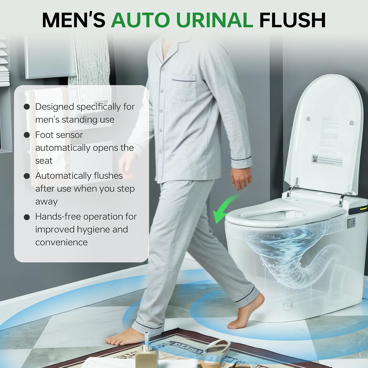 WOODBRIDGE ADA Height Smart Toilet – Auto Lid Open/Close, Foot Sensor, Zero Pressure System, Aromatherapy System, Self-Cleaning Nozzle, Multi-Function Washing & Warm Air Dry