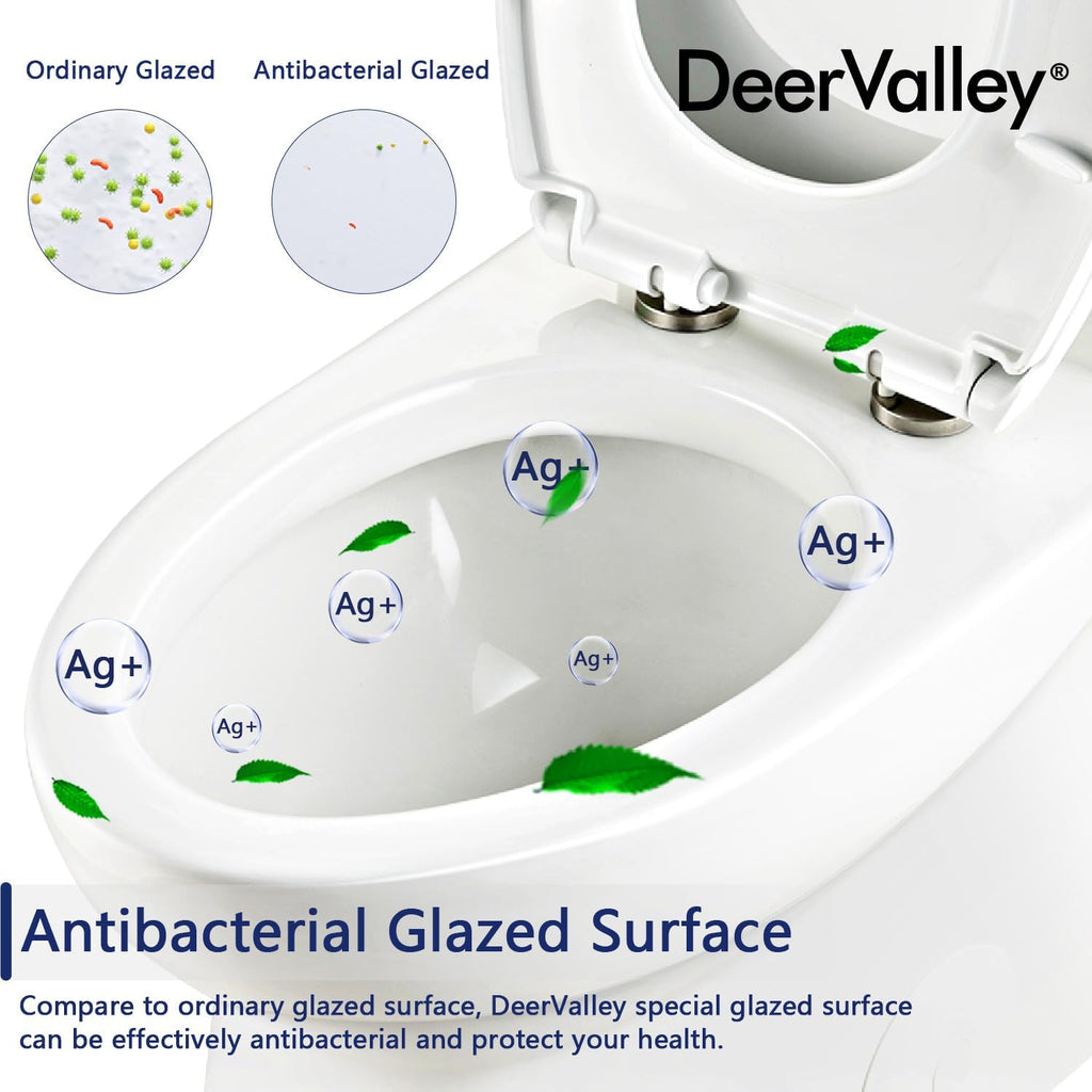 DeerValley DV-1F52816 Ally White Ceramic Standard Comfortable Seat Height Elongated Dual Flush One Piece Toilet with Soft Closing and Quick Release Toilet Seat