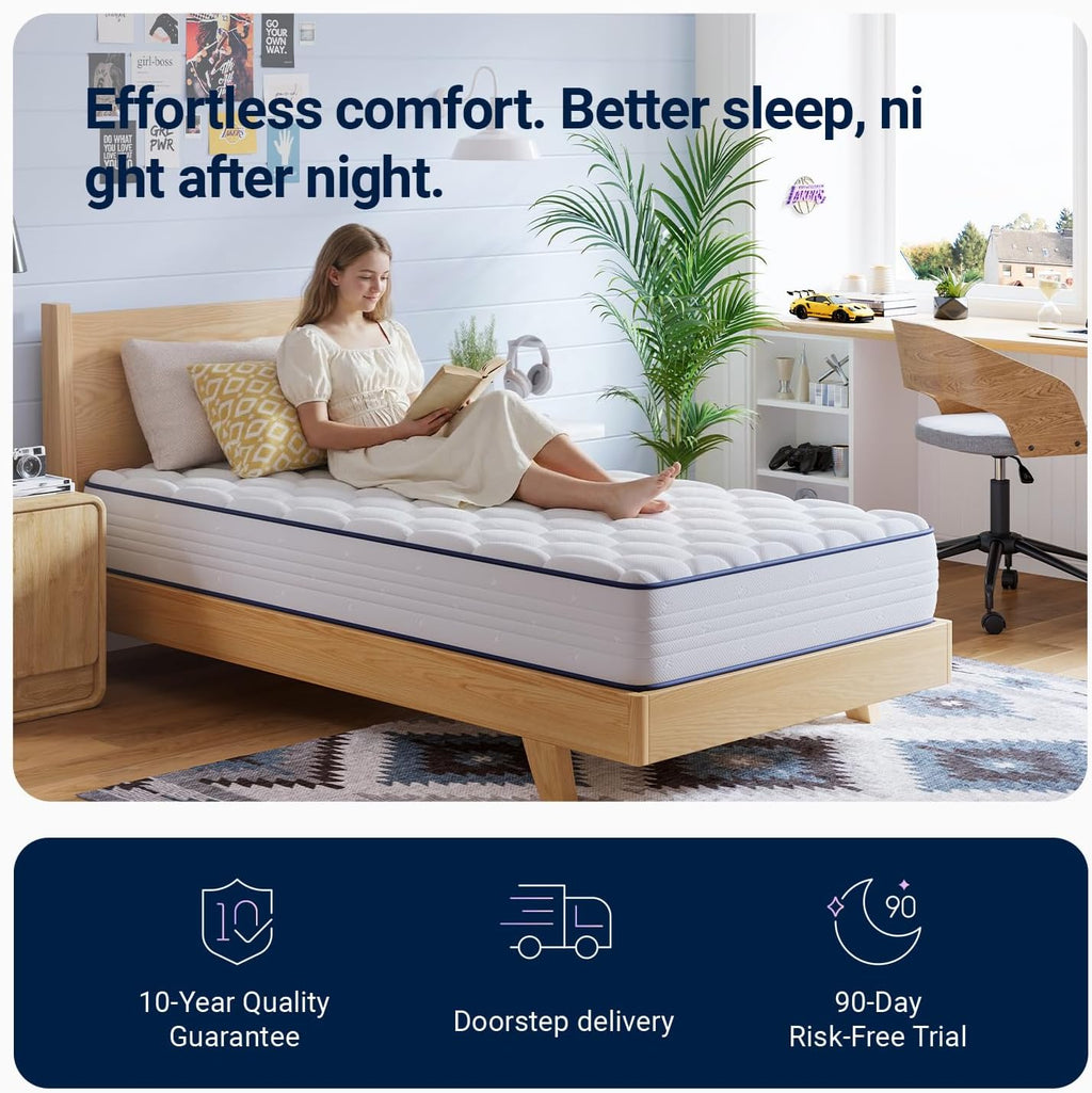 Avenco 8 Inch Queen Size Mattress in a Box, Hypoallergenic & Back Pain Relief, Hybrid Queen Mattresses Fiberglass Free CertiPUR-US Certified Colchones No Box Spring Needed
