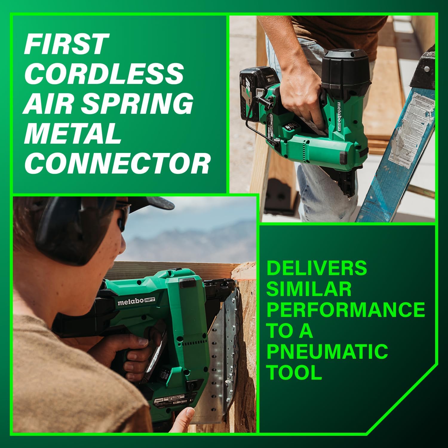 Metabo HPT 18V MultiVolt Brushless 1-1/2' Metal Connector Nailer, Cordless Air Spring Nailer with 18V 4.0Ah Battery, Lightweight Design, 600 Nails Per Charge, Sequential Actuation, NR1838DKA