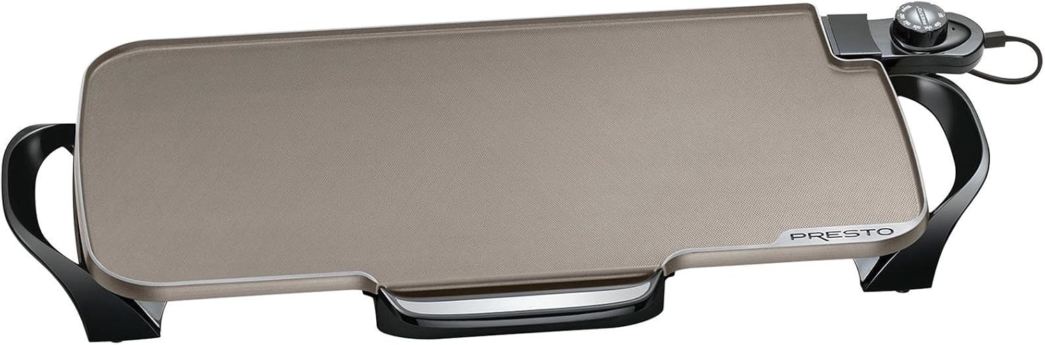 Presto Grey Ceramic 06856' Electric Skillet (16') and Presto Ceramic 22-inch 07062 Electric Griddle with removable handles, Black