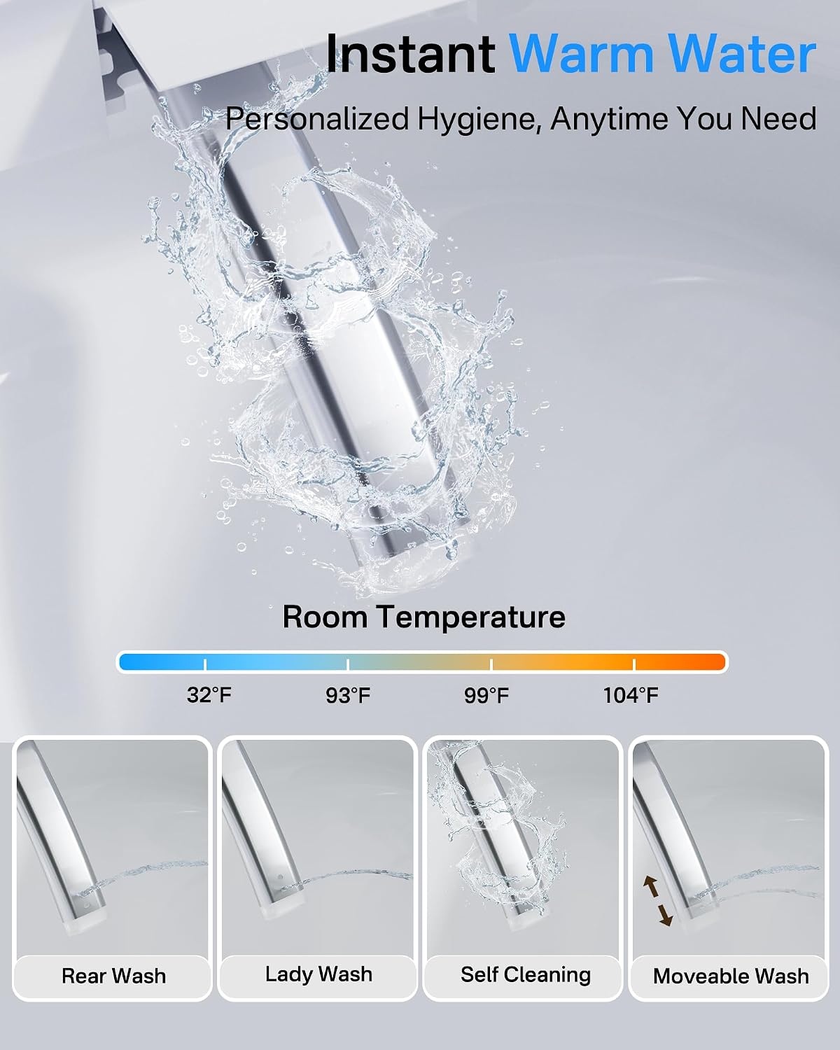 Smart Toilet with Bidet, Bidet Toilet, Modern Smart Toilets, Inteligente Japanese Toilet Seat,Toilet with Bidet Built in, Tankless Electric Toilet With Auto Open/Close Lid, Warm Water, Heated Seat