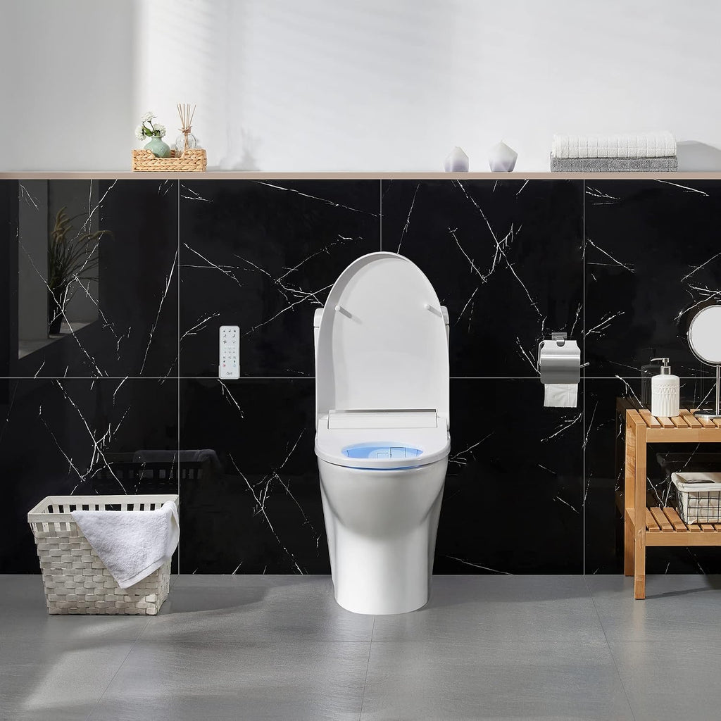 OVE Decors Wilma Smart Toilet with Integrated Bidet Seat, Heated Seat with Auto Flush and Warm Water and Multi Function Remote Control, White