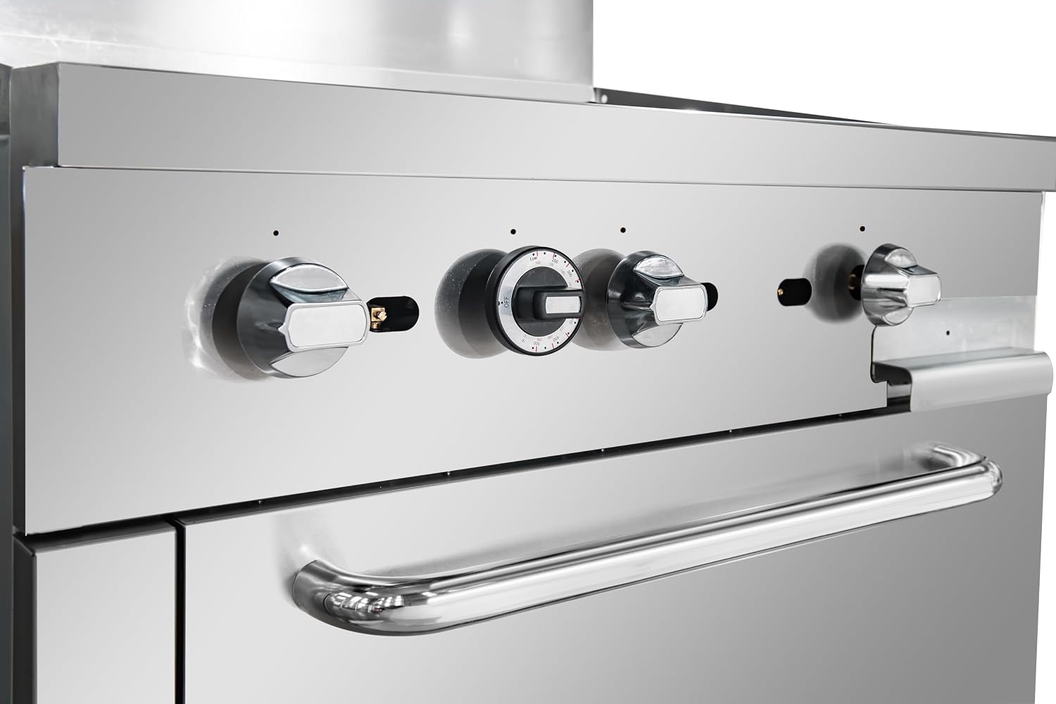 KoolMore 36 in. Commercial Natural Gas Oven with Full Griddle Top, Ceramic Coated Interior and Large Upper Shelf, 90000 BTU, CSA Listed in Stainless-Steel (KM-CRG36G-NG)