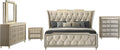Coaster Home Furnishings - Lorient - Wood - 5-Piece Bedroom Set with LED Wingback Bed, USB Port, Traditional Style and Tufted Crown Details - Bedroom - Eastern King Size - Ivory & Camel - 222661KE-S5
