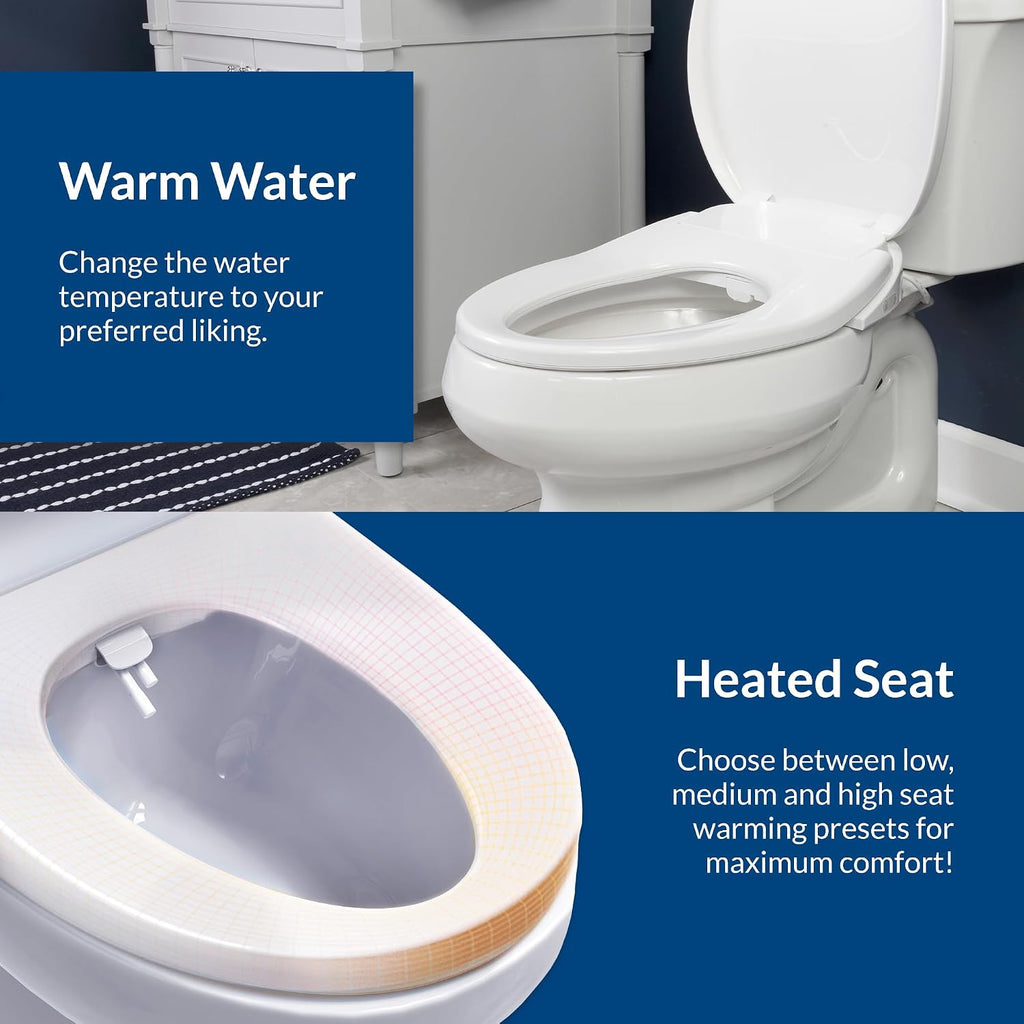 Bio Bidet Bliss BB500 Heated Electric Bidet Seat with Warm Water Wash, Night Light, Low Profile Design, Elongated
