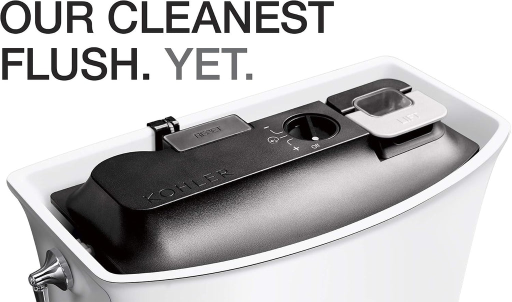 Kohler 20198-0 Betello Comfort Height Two-piece elongated 1.28 gpf toilet with ContinuousClean, skirted trapway, Revolution 360 swirl flushing technology and left-hand trip lever, seat not included