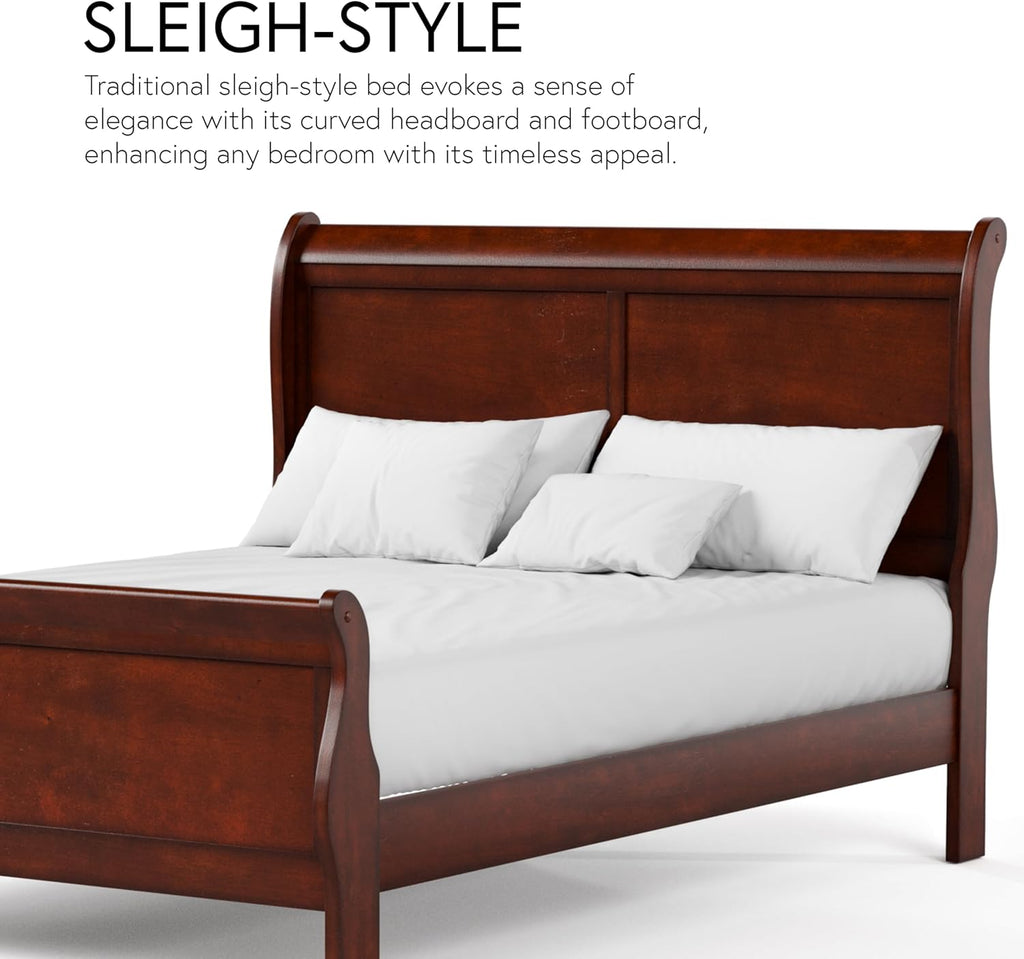 Furniture of America Arabella Traditional Wood King Bed Frame with Headboard and Footboard, Elegant Sleigh Design Bedframe for Bedroom, Guest Room, Easy Assembly, Box Spring Required, White