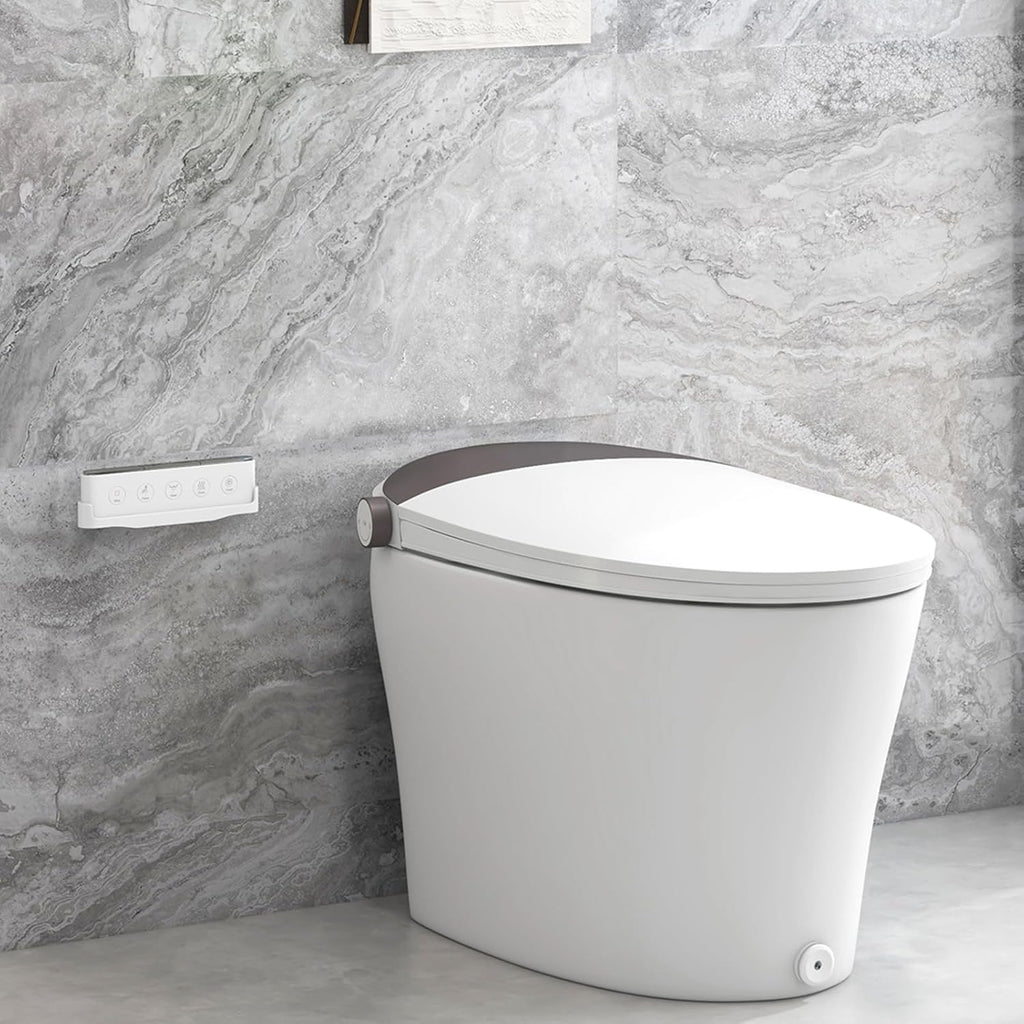 Giantex Smart Toilet, Elongated Bidet Toilet with Adjustable Heat, Dryer, Night Light, Auto Open/Close, Foot Sensor, 1.16 GPF Automatic/Blackout Flush, Remote/Side Knob, 1000 Gram MaP Flushing Score