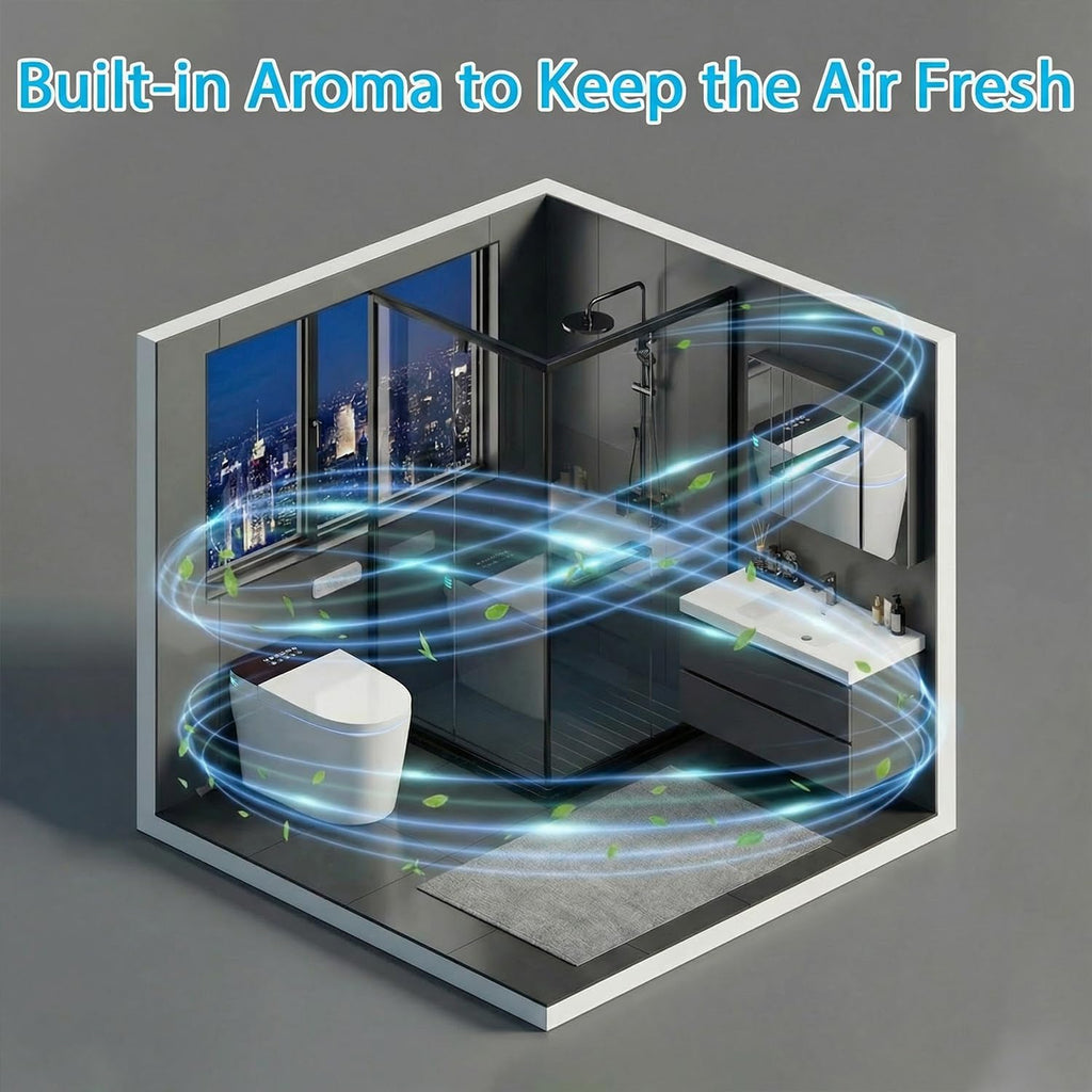 TOTTE Smart Toilet with Bidet, Hands-Free with Auto Open/Close Lid & Self-Cleaning Bowl | Adaptive Warm Water Wash & Heated Seat, Built-in Aroma, One-Piece Elongated Design