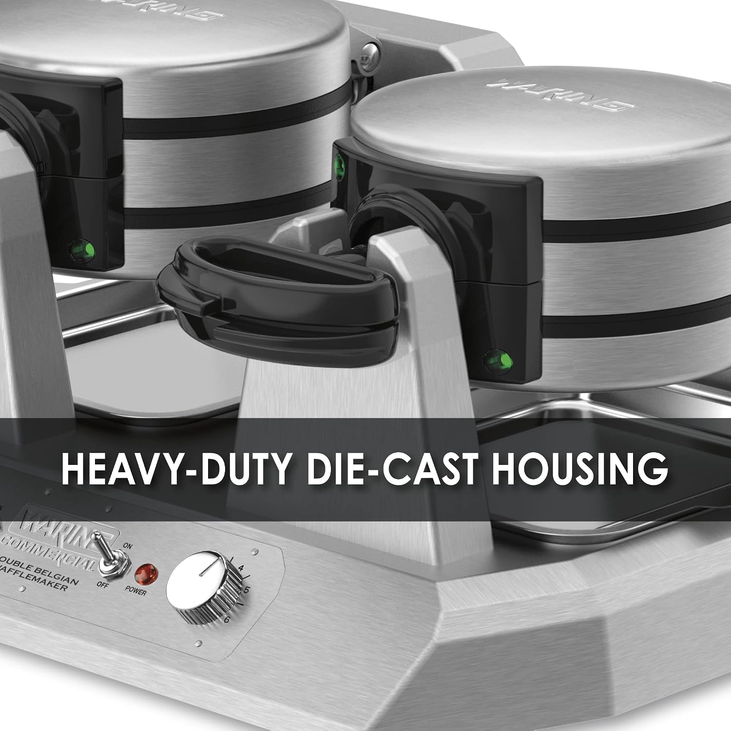 Waring Commercial Belgian Waffle Maker, 120 Waffles Per Hour, Side-by-Side Vertical Design, Rotary Feature for Even Baking, Triple-Coated Nonstick Plates, NSF Certified, WW300BX