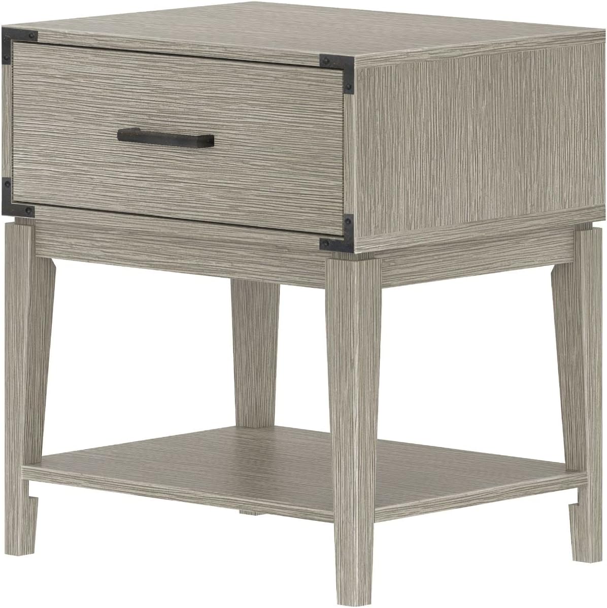 Plank+Beam Contempo Wood Nightstand with 1 Drawer, Wooden Side Table for Bedroom Storage, Bedside End Table, Seashell Wirebrush