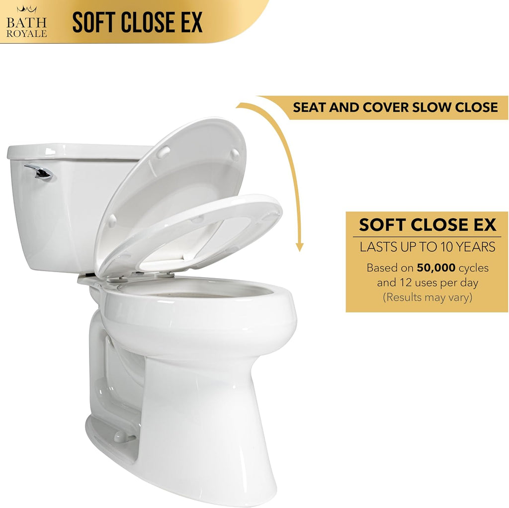Bath Royale Toilet Seat (Round or Elongated), Slow Close (Soft Close, Quiet Close), Stain-Resistant and Easy to Clean, Fits All Toilet Brands, Premium Series or Heavy Duty Executive Series - 5 Pack