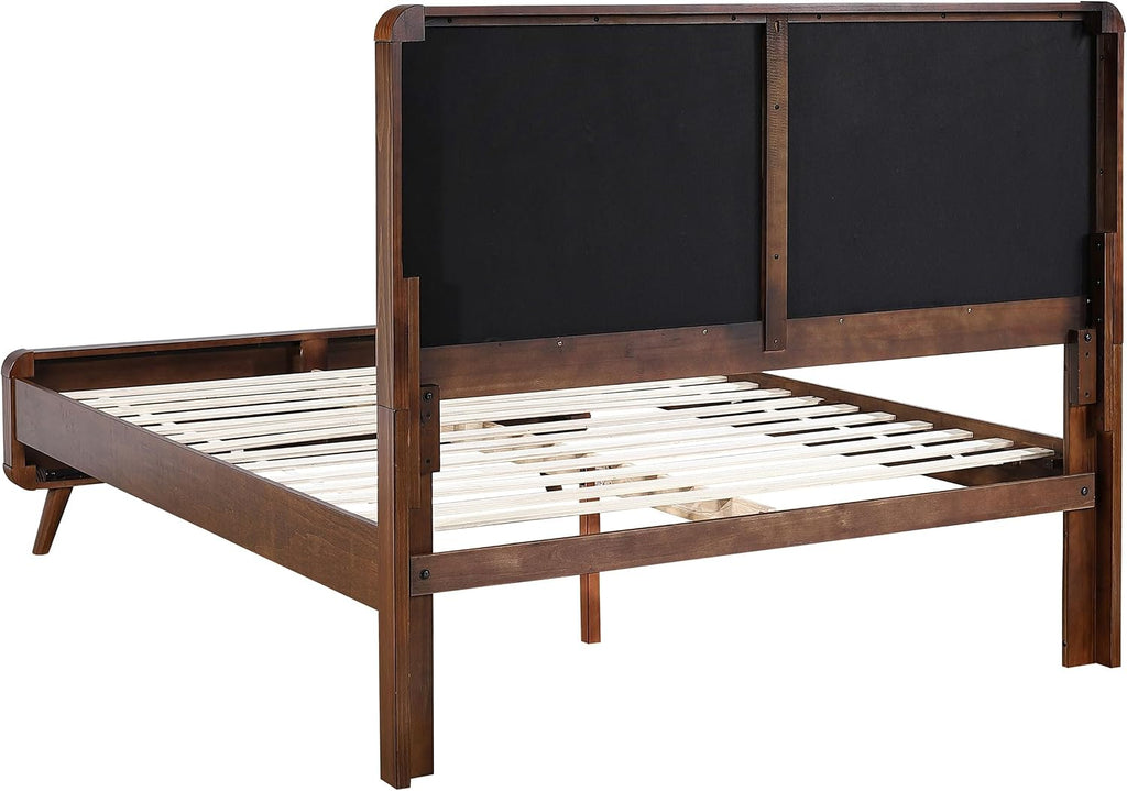 Coaster Home Furnishings Robyn Contemporary 5-Piece Bedroom Set Fabric Upholstered Queen Size Panel Bed Frame 53-inch Headboard Dark Walnut 205131Q-S5