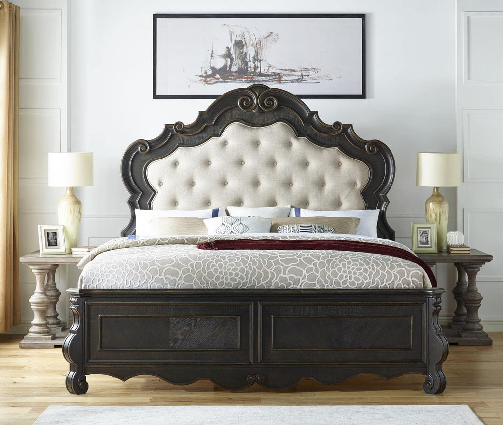 Steve Silver 5-Pc Rhapsody Bedroom Set in Light Beige (King: 91 in. L x 85 in W x 74 in. H)