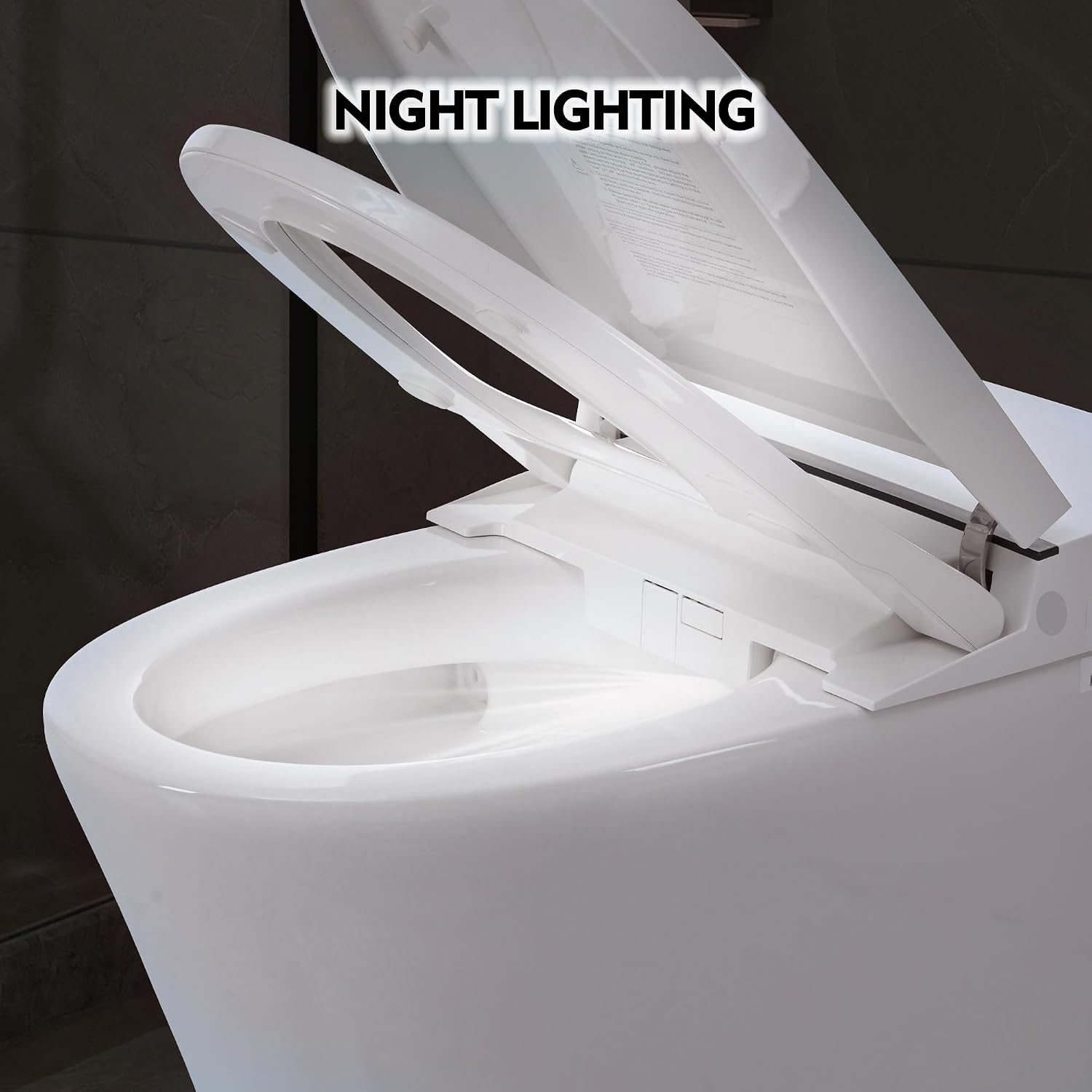 Heated Seat Smart Toilet without Bidet, Upmarket Compact Dual Flush Toilet 1,1.28 GPF, Tank less toilet with Adjustable Temp Heated Seat, Foot sensor Flush, White Night Light, Knob Control,Auto Flush