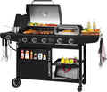 ZH3004H Premium Gas Grill and Pizza Oven Combo with Side Burner, 59,000 BTU, 768 Square Inches of Grilling Area, Automatic Ignition, Perfect for Backyard, Patio and Outdoor Parties, Black