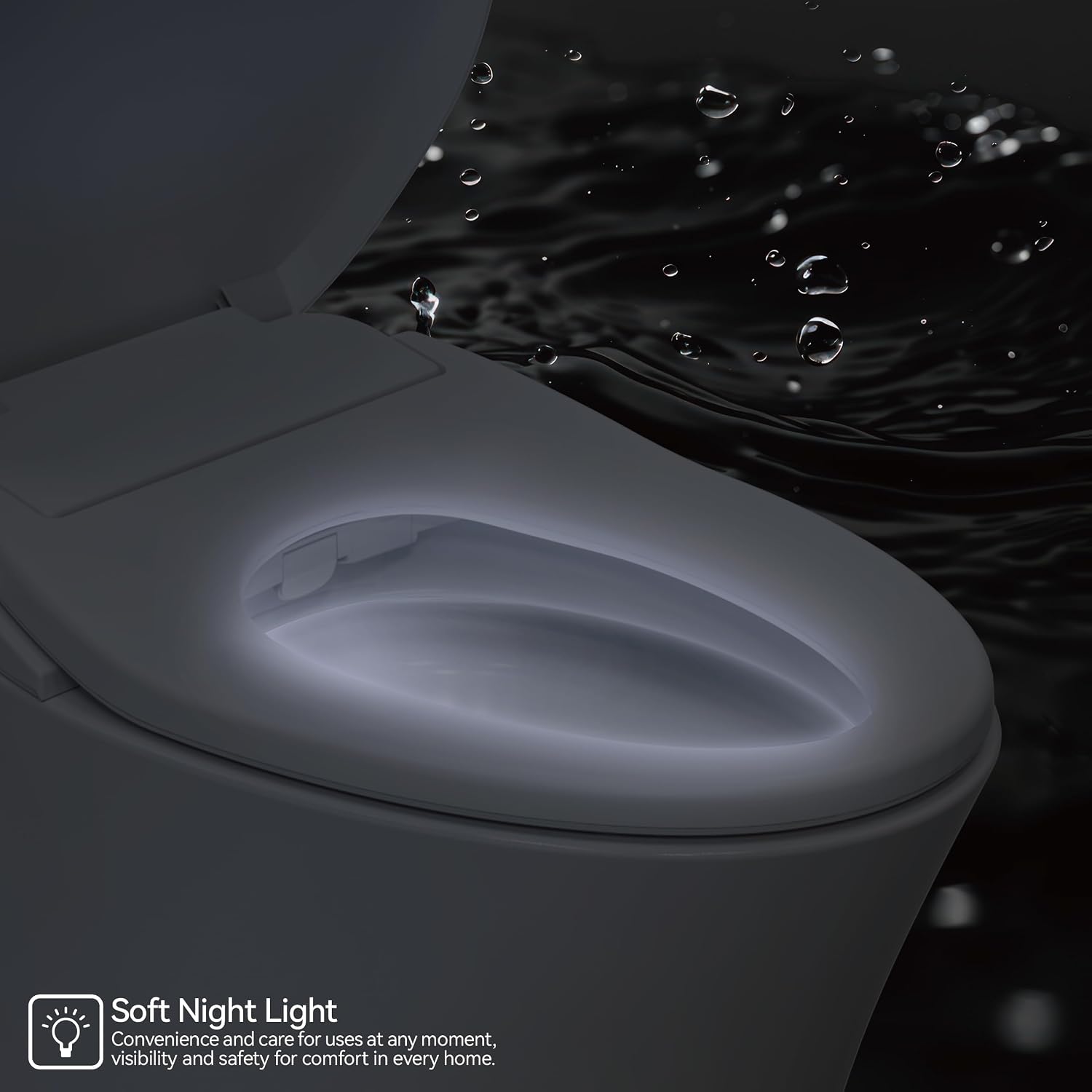 Smart Bidet Toilet Seat with Heated Seat, Warm Water Wash, Air Dryer, Adjustable Nozzle, Remote Control and Night Light