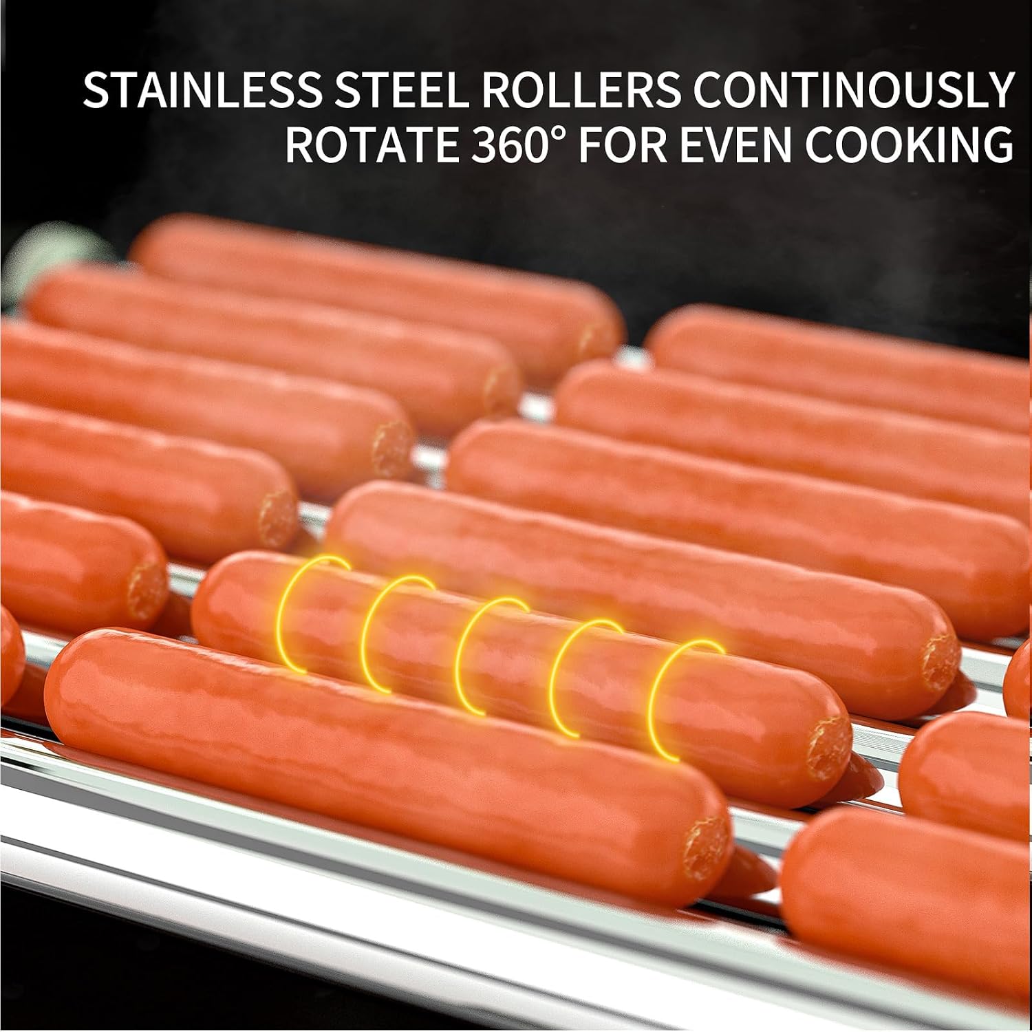 Hot Dog Roller Machine, Hot Dog Roller 5 Rollers 12 Hot Dogs Capacity, Hot Dog Roller with Glass Cover, Drip Tray, Dual Temperature Control for Commercial and Household Use (5 Rollers+Cover)