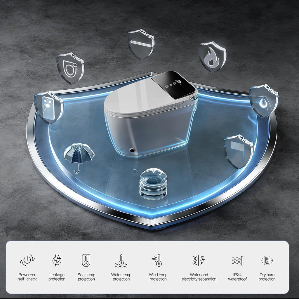 Smart Toilet with Bidet Built-In, Tankless Powerful Dual Flush, Auto Open/Close & Auto Flush, Elongated Heated Seat, Instant Warm Water & Dryer, LED Night Light & Temp Display