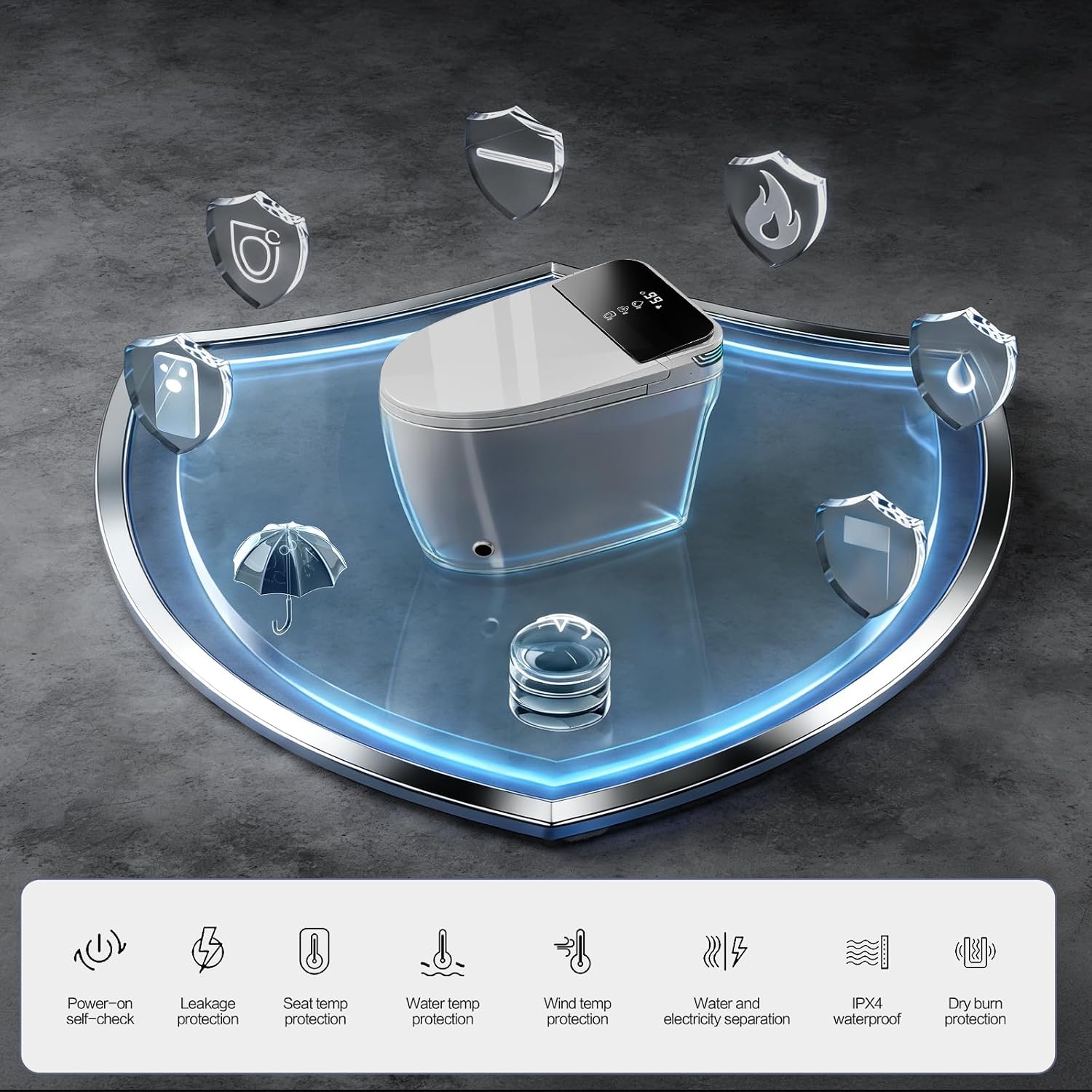 Tankless Smart Toilet Bidet with Auto Open/Close, Dual Auto Flush, Heated Seat, Air Dryer, Multiple Cleaning Modes, One-Piece Design, Blackout Flush, Ideal for Modern Bathrooms