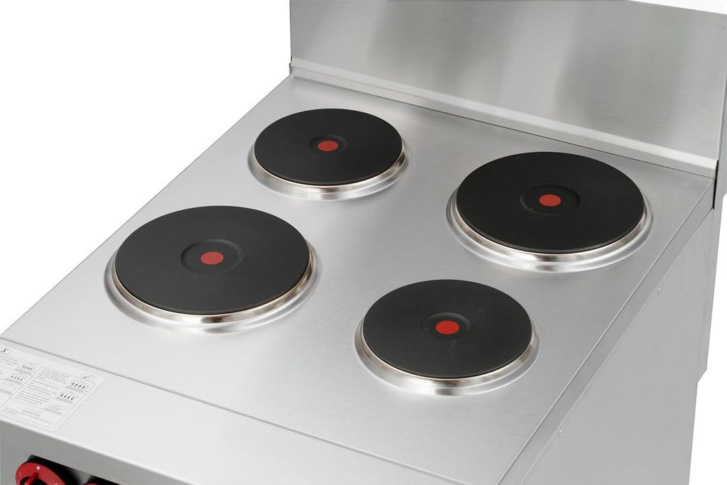KoolMore 24 in. Commercial Electric Range with 4 Burners and 1 Standard Electric Oven in Stainless Steel - 208V 3-Phase, CSA Listed (KM-CR24-E)