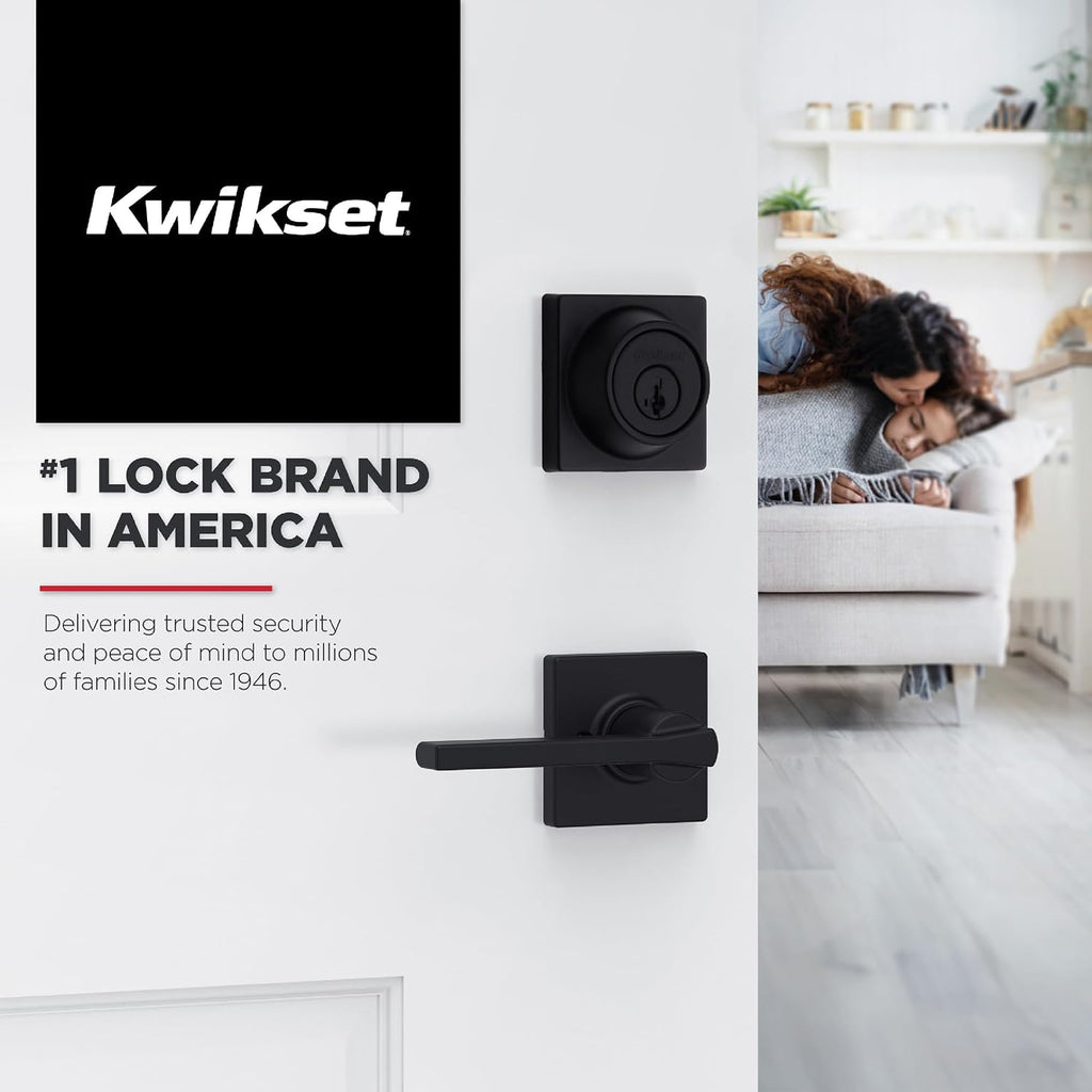 Kwikset Casey Interior Privacy Door Handle with Lock 10 Pack, Door Lever for Bathroom and Bedroom, Matte Black Reversible Keyless Turn Lock, with Microban Protection