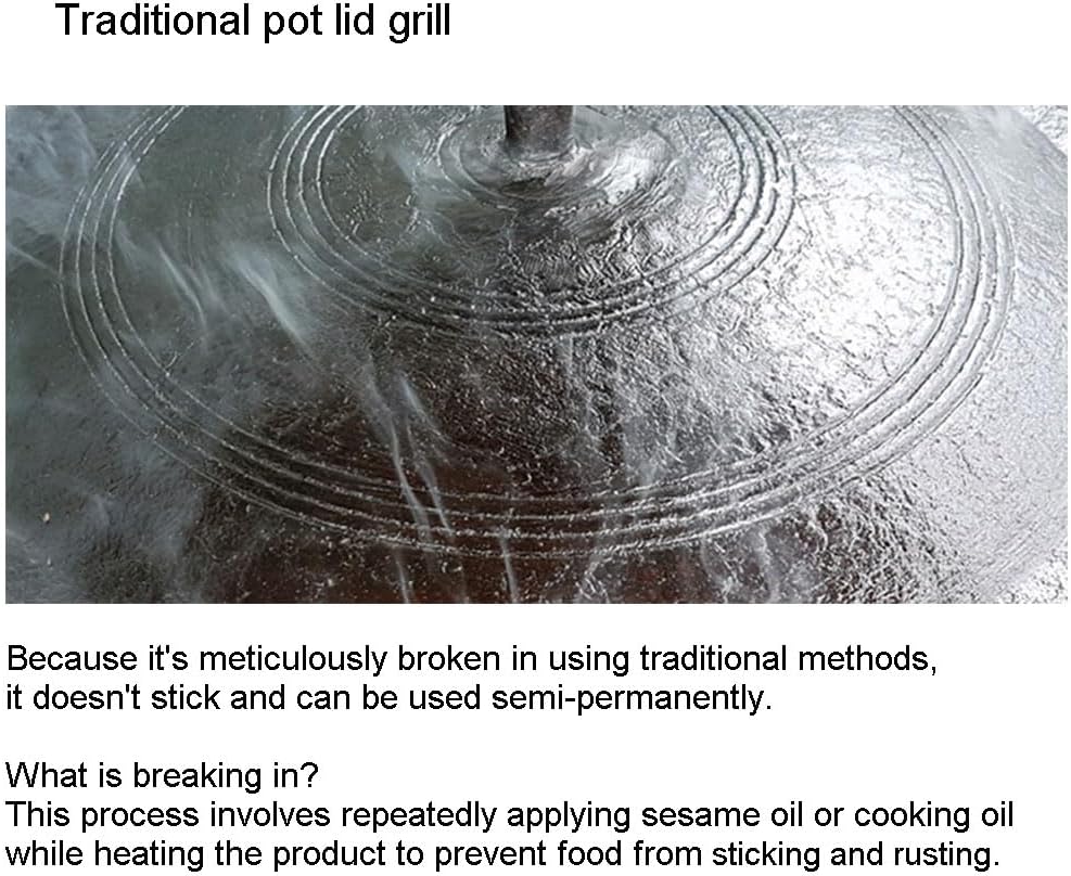 Handmade Korean cast iron cauldron lid sotttukkeong BBQ griddle Camping Outdoor Indoor 13.8in / 35cm