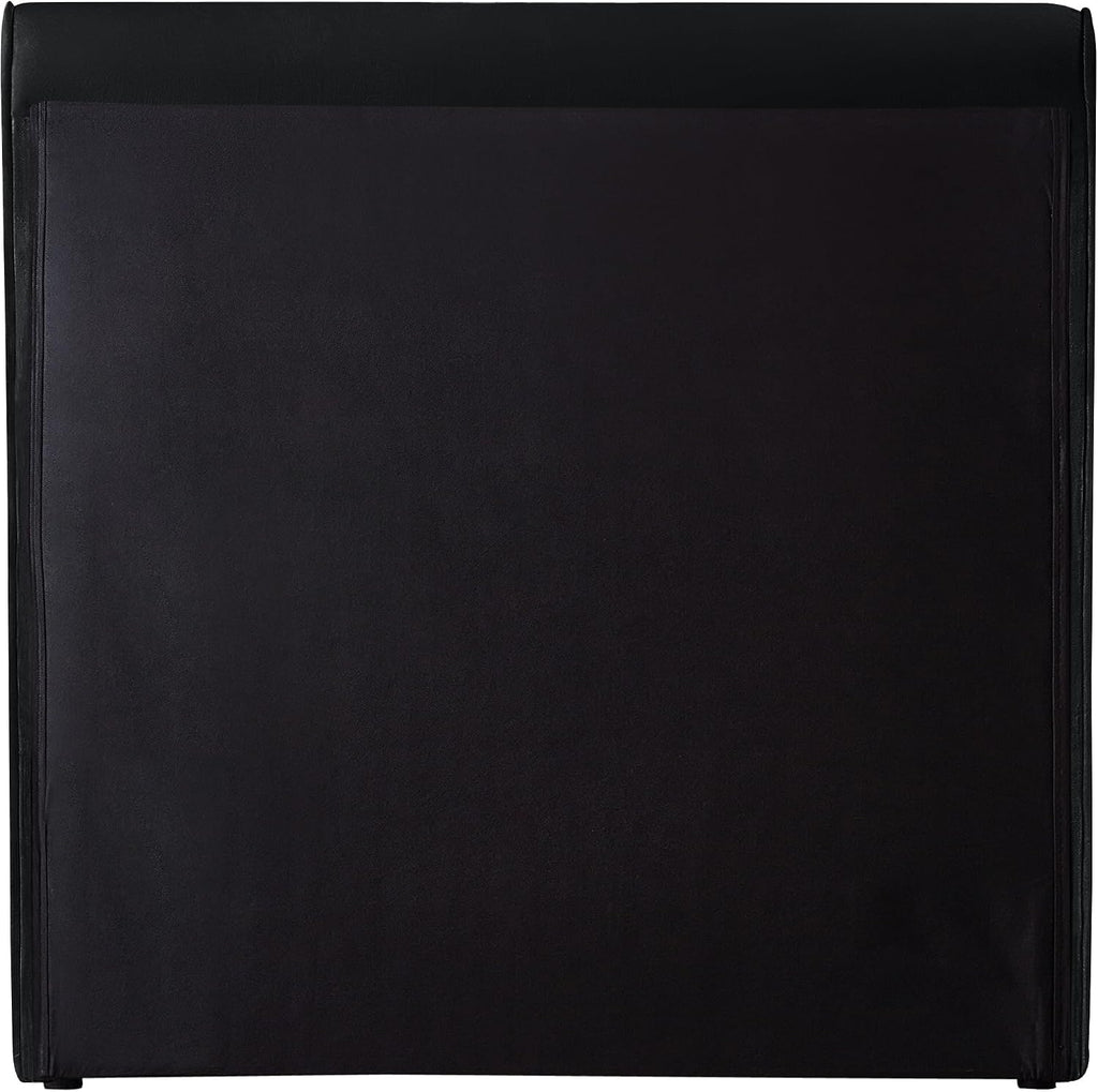 Meridian Furniture SloanBlack-T Sloan Collection Modern | Contemporary Velvet Upholstered Twin Bed with Rich Soft Black Velvet, Curved Headboard and Footboard, 44.5' W x 92' D x 45' H, Black, Twin