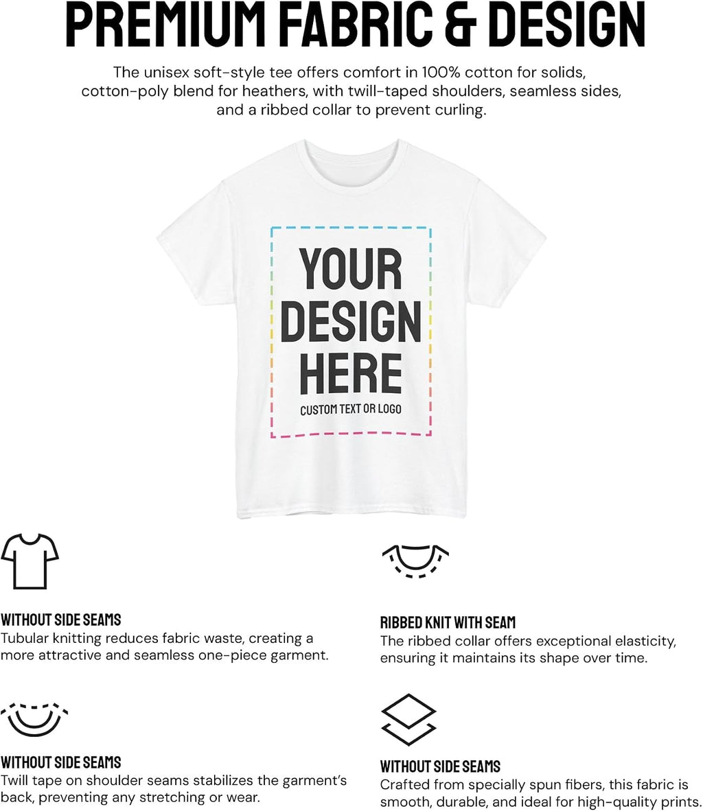 Custom T-Shirts - Personalized, Customized Cotton Tees - Create Your Own with Photo, Text, Name or Logo for Men and Women