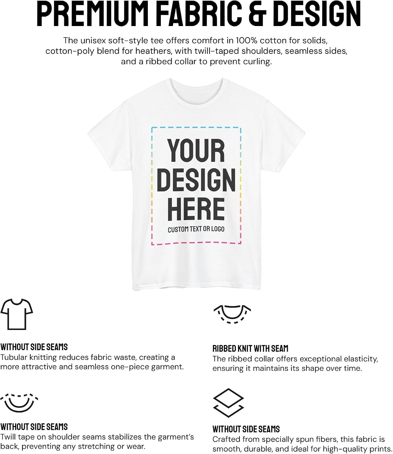 Custom T-Shirts - Personalized, Customized Cotton Tees - Create Your Own with Photo, Text, Name or Logo for Men and Women