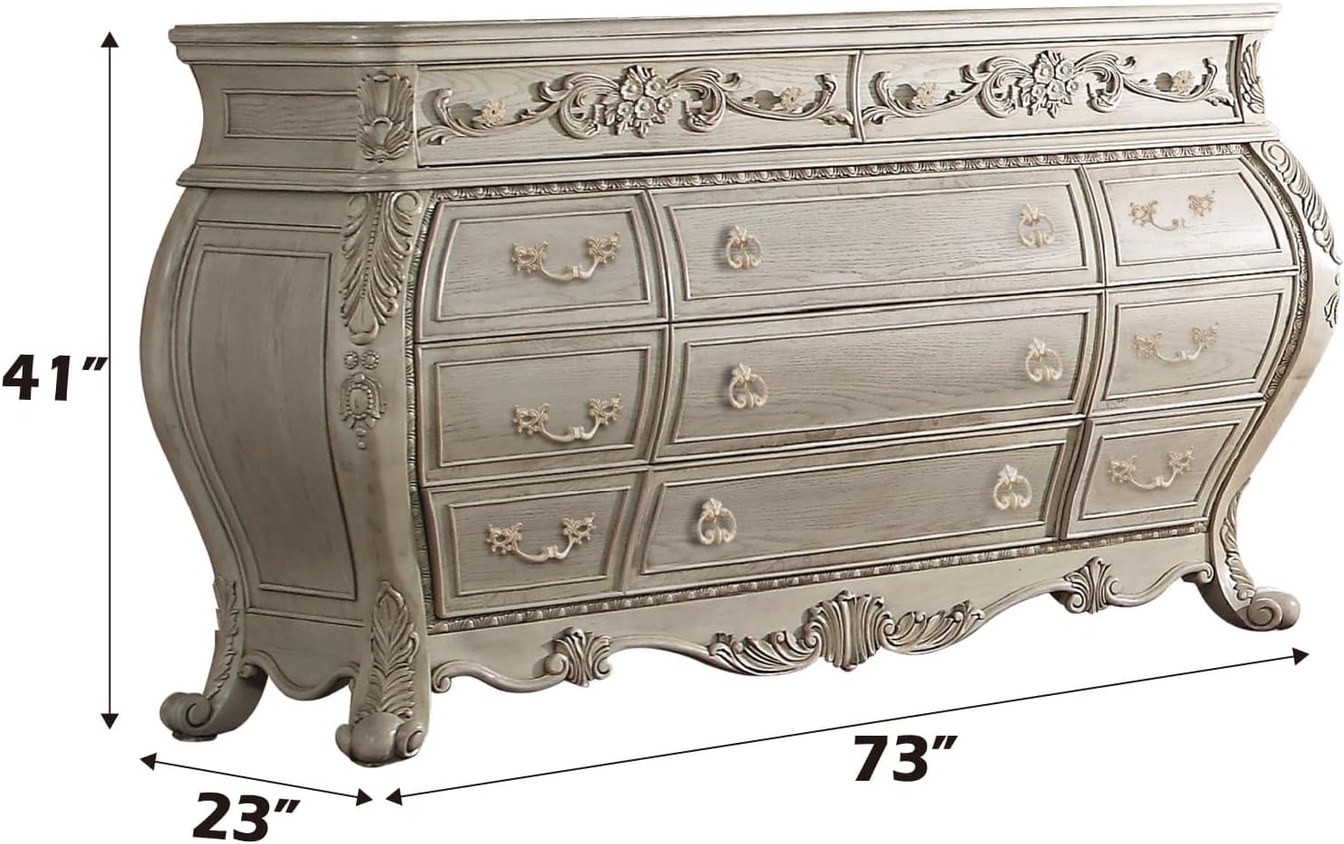 Acme Ragenardus 11 Drawers Dresser in Antique White
