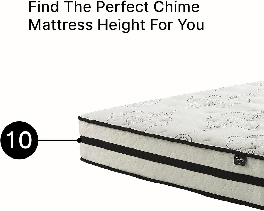 Signature Design by Ashley Queen Size Chime 10 Inch Medium Firm Hybrid Mattress with Cooling Gel Memory Foam for Pressure Relief, Fiberglass-Free, Mattress In A Box
