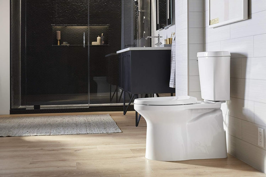 Kohler 20198-0 Betello Comfort Height Two-piece elongated 1.28 gpf toilet with ContinuousClean, skirted trapway, Revolution 360 swirl flushing technology and left-hand trip lever, seat not included