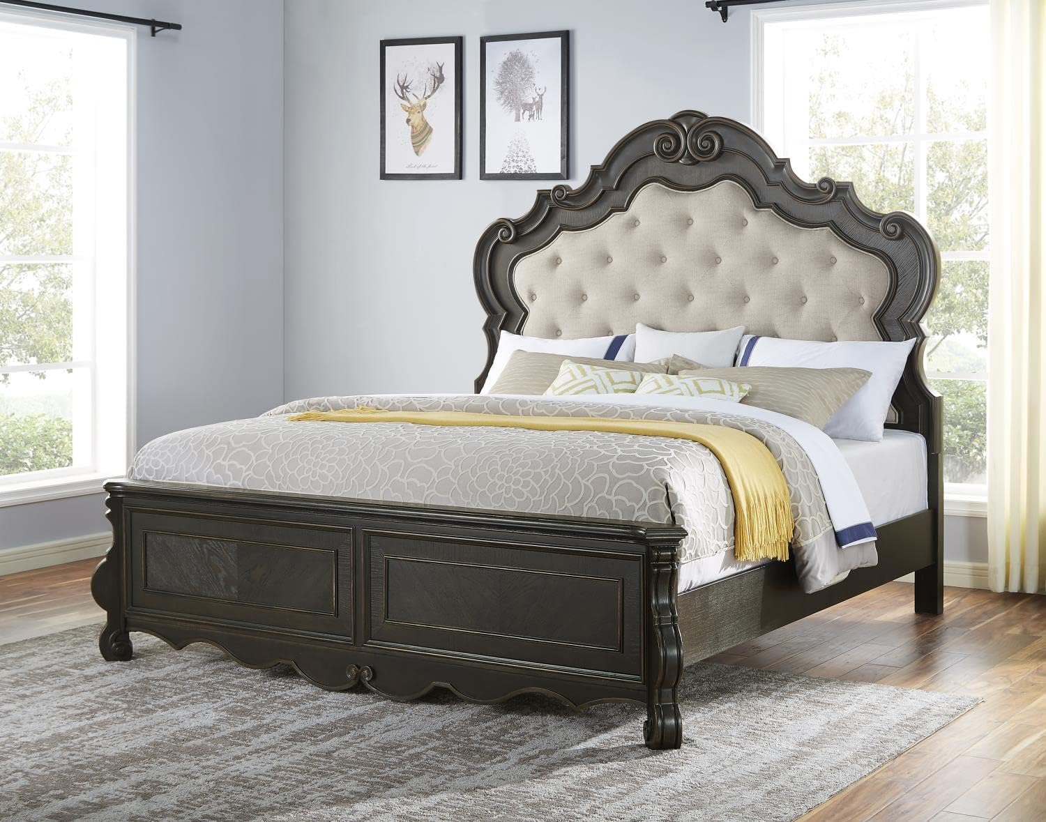 Steve Silver 5-Pc Rhapsody Bedroom Set in Light Beige (King: 91 in. L x 85 in W x 74 in. H)