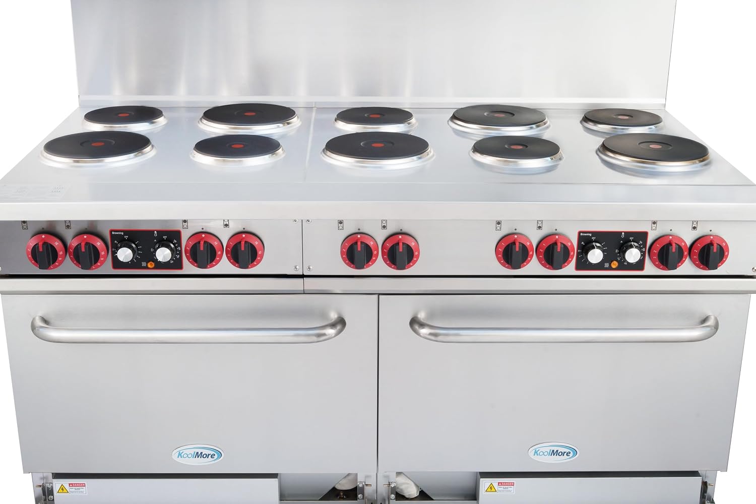 KoolMore 60 in. Commercial Electric Range with 10 Burners and 2 Standard Electric Ovens in Stainless Steel - 208V 3-Phase, CSA Listed (KM-CR60-E)