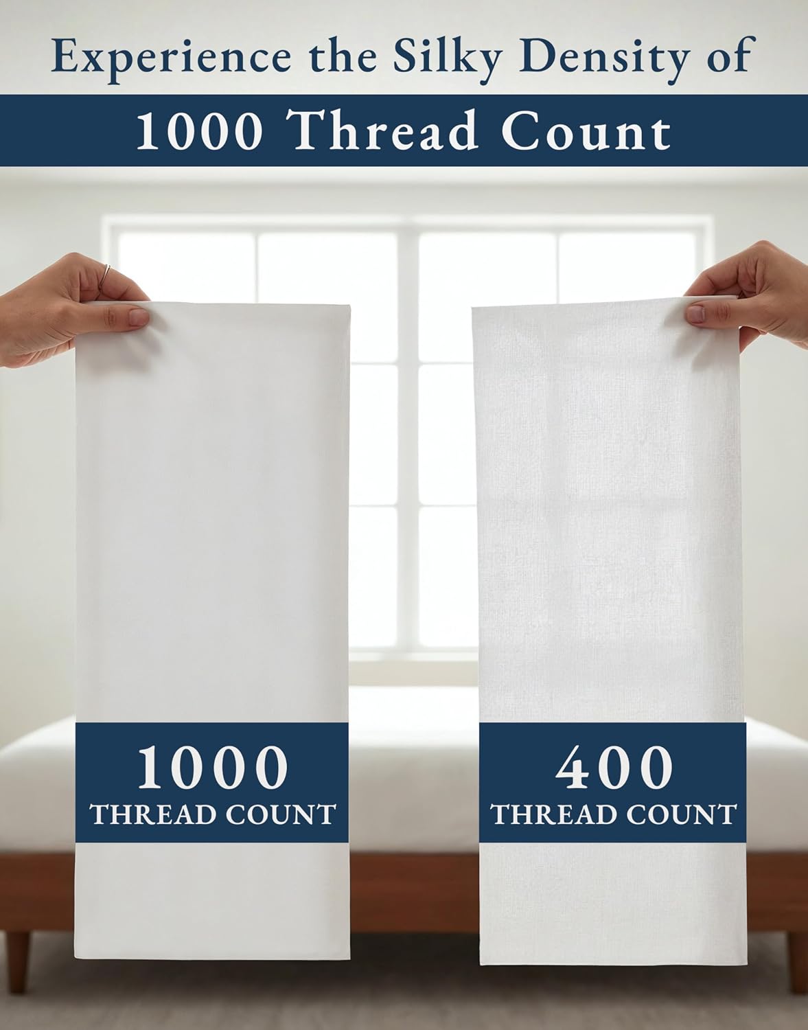 100% Egyptian Cotton Sheets Queen Size - Luxury 1000 Thread Count Naturally Cooling & Breathable Silky Sateen Weave Queen Sheet Set, Soft & Durable Hotel Sheets with 15' Snug Fit Deep Pockets - White
