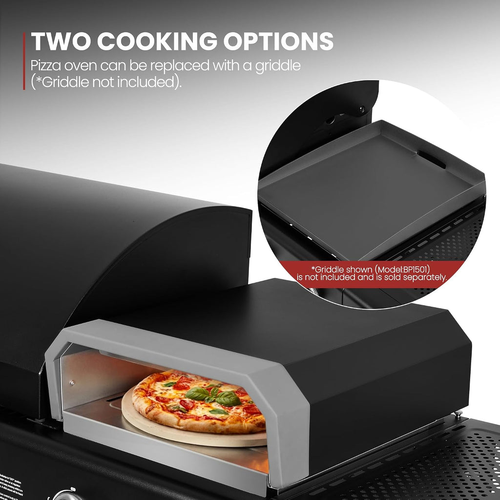 ZH3004H Premium Gas Grill and Pizza Oven Combo with Side Burner, 59,000 BTU, 768 Square Inches of Grilling Area, Automatic Ignition, Perfect for Backyard, Patio and Outdoor Parties, Black