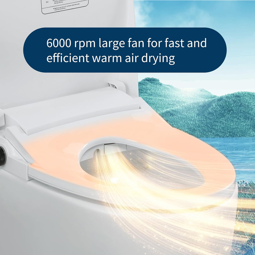 Electric Bidet Toilet Seat Elongated, Instant Warm Water, Heated Seat with Dryer, Self-Cleaning Nozzle, Soft Close Lid & Night Light - Smart Bidet with Adjustable Temp, Pressure & Universal Fit