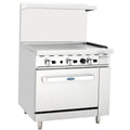 Atosa CookRite AGR-36G-NG 36' Griddle Gas Range with Full-Size Oven and Backsplash Grill/Roast | 36' x 20 5/8' Steel Plate / 1 Oven Burner | Heavy Duty Stainless Steel, 102,000 BTU, Natural Gas