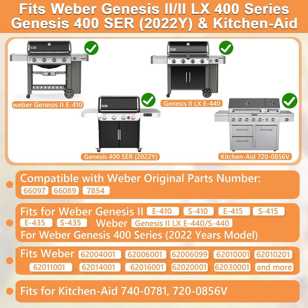 6789 Full Size Griddle for Weber GS4 Genesis II 400 & Genesis II LX 400 SER GBS Genesis II E-410 Grill Flat Top Insert, Kitchen-aid 720-0856V 740-0781, for Weber 66089 66097 Accessories, Carbon Steel