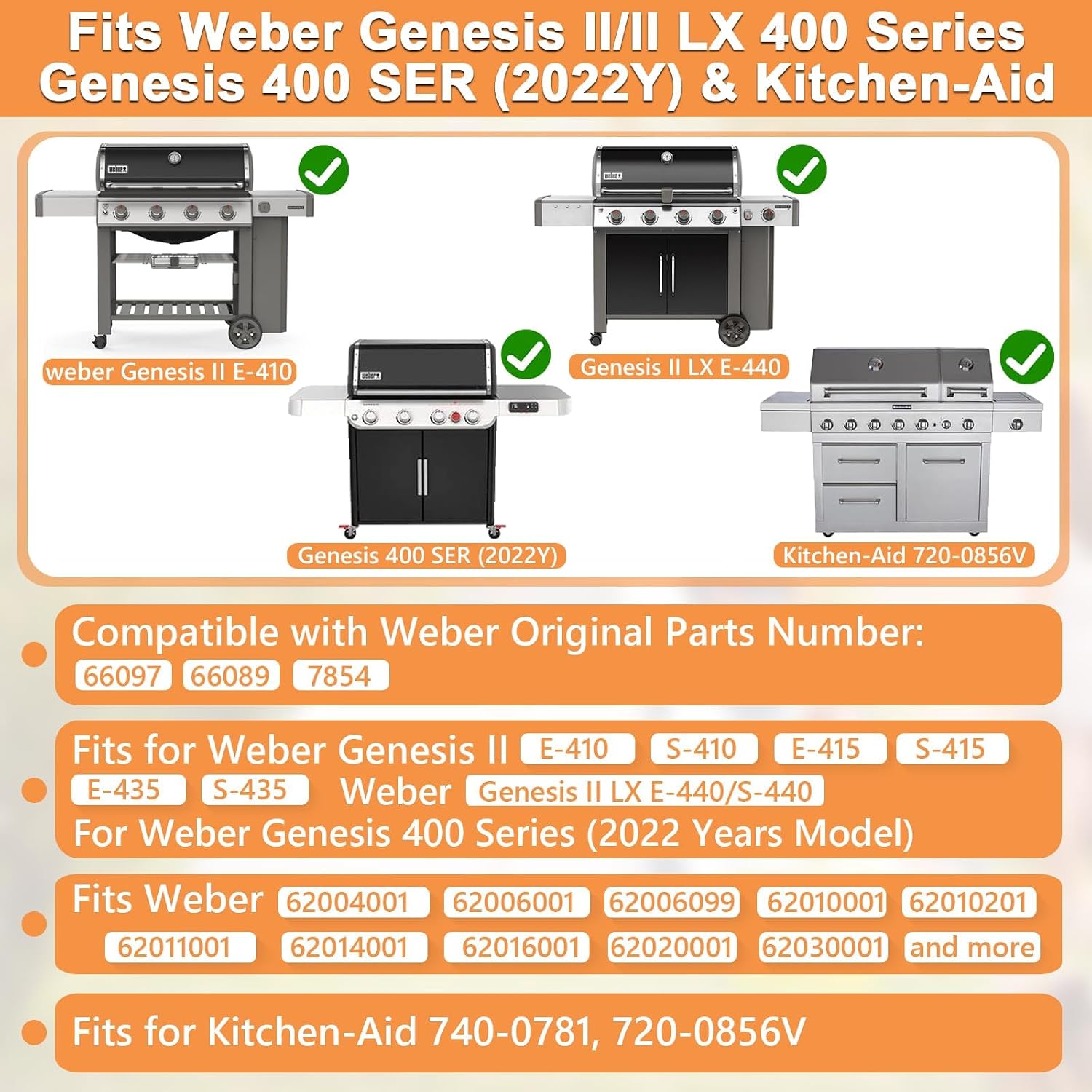 6789 Full Size Griddle for Weber GS4 Genesis II 400 & Genesis II LX 400 SER GBS Genesis II E-410 Grill Flat Top Insert, Kitchen-aid 720-0856V 740-0781, for Weber 66089 66097 Accessories, Carbon Steel