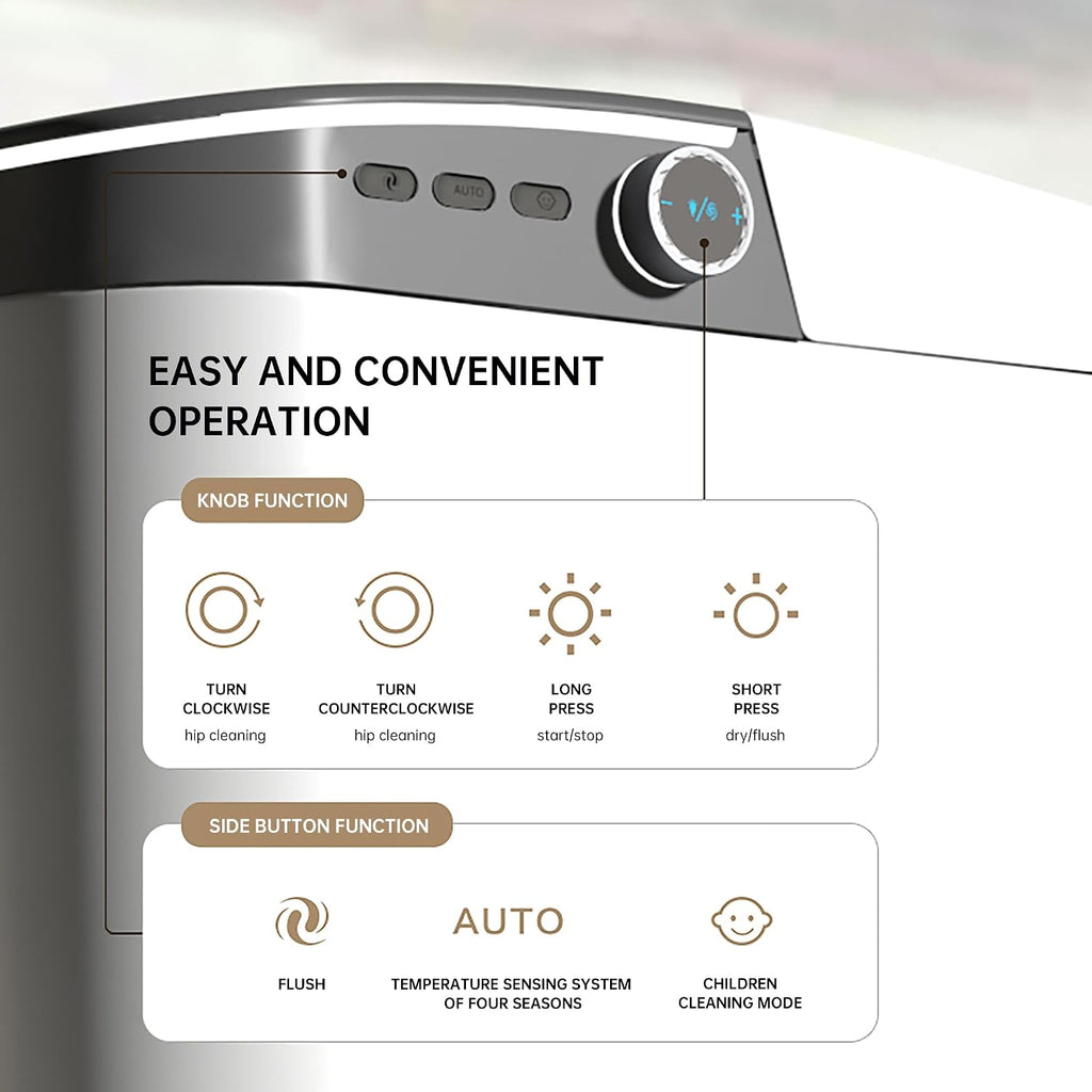 Smart Toilet with Powerful Flush, Bidet with Instant Warm Water, Modern Elongated Tankless Toilet with Foot Sensor, Heated Bidet Seat & Dryer,LED Display, Night Light, Deodorization (White1)