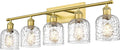 zeyu 34.8'' Gold Bathroom Wall Light, 5 Light Bathroom Vanity Light for Mirror Living Room, Brushed Gold Finish with Clear Hammered Glass, ZJF63B-5W BG