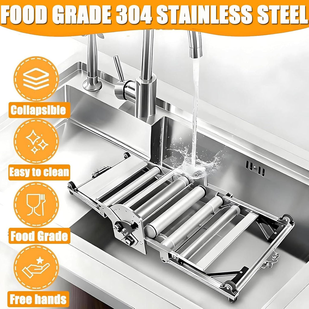 Electric Dough Sheeter For Pastry/Fondant Roller,40×17.7in Folding Stainless Steel Dough Sheeter,Adjustable Thickness Settings 0.07'-1.18',Reversible Dough Sheeter-Forward&Reverse Rolling